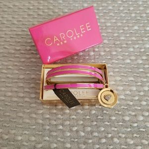 Set of 3 bangles bracelet with heart charm